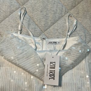 12th Tribe Emmy White Sequin Micro Mini Dress